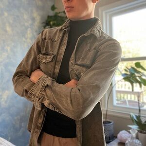 Zara Black Cotton Distressed Denim Jean Jacket Men's Size L 42